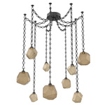 Gem Diamond Chain Swag Chandelier - Matte Black / Bronze