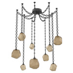 Gem Oval Chain Swag Chandelier - Matte Black / Bronze
