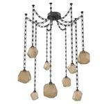 Gem Rectangular Chain Swag Chandelier - Matte Black / Bronze