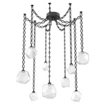 Gem Oval Chain Swag Chandelier - Matte Black / Clear