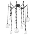 Gem Rectangular Chain Swag Chandelier - Matte Black / Clear