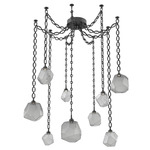 Gem Oval Chain Swag Chandelier - Matte Black / Smoke