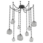 Gem Rectangular Chain Swag Chandelier - Matte Black / Smoke