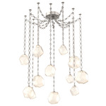 Gem Diamond Chain Swag Chandelier - Beige Silver / Amber