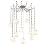 Gem Oval Chain Swag Chandelier - Beige Silver / Amber