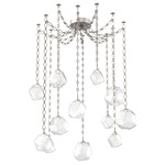 Gem Diamond Chain Swag Chandelier - Beige Silver / Clear