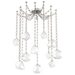 Gem Oval Chain Swag Chandelier - Beige Silver / Clear