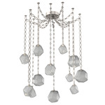 Gem Oval Chain Swag Chandelier - Beige Silver / Smoke