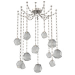 Gem Rectangular Chain Swag Chandelier - Beige Silver / Smoke