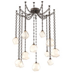 Gem Oval Chain Swag Chandelier - Flat Bronze / Amber