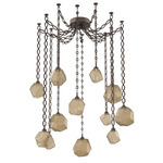 Gem Oval Chain Swag Chandelier - Flat Bronze / Bronze