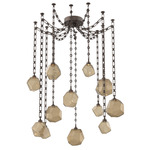 Gem Rectangular Chain Swag Chandelier - Flat Bronze / Bronze