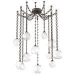 Gem Oval Chain Swag Chandelier - Flat Bronze / Clear
