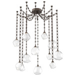 Gem Rectangular Chain Swag Chandelier - Flat Bronze / Clear