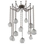 Gem Oval Chain Swag Chandelier - Flat Bronze / Smoke