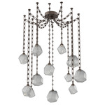 Gem Rectangular Chain Swag Chandelier - Flat Bronze / Smoke