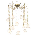 Gem Diamond Chain Swag Chandelier - Gilded Brass / Amber