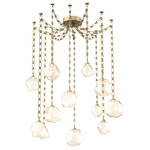 Gem Rectangular Chain Swag Chandelier - Gilded Brass / Amber