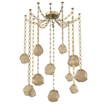 Gem Oval Chain Swag Chandelier - Gilded Brass / Bronze