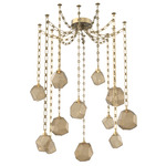 Gem Rectangular Chain Swag Chandelier - Gilded Brass / Bronze