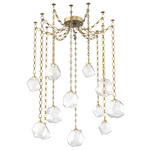 Gem Diamond Chain Swag Chandelier - Gilded Brass / Clear