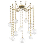 Gem Oval Chain Swag Chandelier - Gilded Brass / Clear