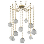 Gem Diamond Chain Swag Chandelier - Gilded Brass / Smoke