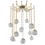 Gem Oval Chain Swag Chandelier - Gilded Brass / Smoke