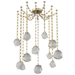 Gem Rectangular Chain Swag Chandelier - Gilded Brass / Smoke