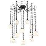 Gem Diamond Chain Swag Chandelier - Matte Black / Amber