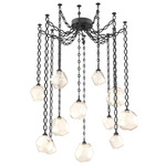 Gem Oval Chain Swag Chandelier - Matte Black / Amber