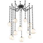 Gem Rectangular Chain Swag Chandelier - Matte Black / Amber
