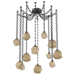 Gem Oval Chain Swag Chandelier - Matte Black / Bronze