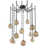 Gem Rectangular Chain Swag Chandelier - Matte Black / Bronze