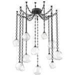 Gem Oval Chain Swag Chandelier - Matte Black / Clear