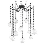 Gem Rectangular Chain Swag Chandelier - Matte Black / Clear