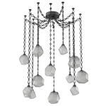 Gem Diamond Chain Swag Chandelier - Matte Black / Smoke