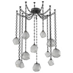 Gem Oval Chain Swag Chandelier - Matte Black / Smoke