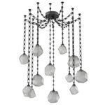 Gem Rectangular Chain Swag Chandelier - Matte Black / Smoke