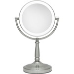 5x/1x Cordless Dual Sided LED Light Vanity Mirror - Satin Nickel / Mirror