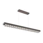 Tessera Linear Chandelier - Flat Bronze / Tessera Facet Cast Glass
