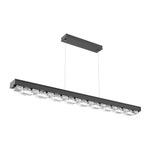Tessera Linear Chandelier - Matte Black / Tessera Tetro Cast Glass