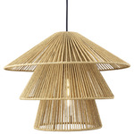 Canton Rattan Pendant - Matte Black / Natural
