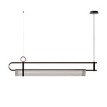 Coulisse Linear Pendant - Matte Black / Oxide Red / Transparent