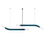 Cantabrina Double Linear Pendant - Matte Ocean Blue / Glossy White