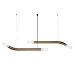 Cantabrina Double Linear Pendant - Satin Brass / Glossy White