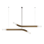 Cantabrina Double Linear Pendant - Satin Brass / Glossy White