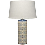 Orbital Table Lamp - Patterned Blue and Cream / White