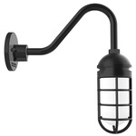Vaportite Gooseneck Outdoor Wall Light - Black / Clear