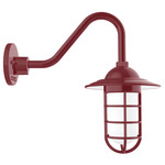 Vaportite Cover Gooseneck Outdoor Wall Light - Barn Red / Clear